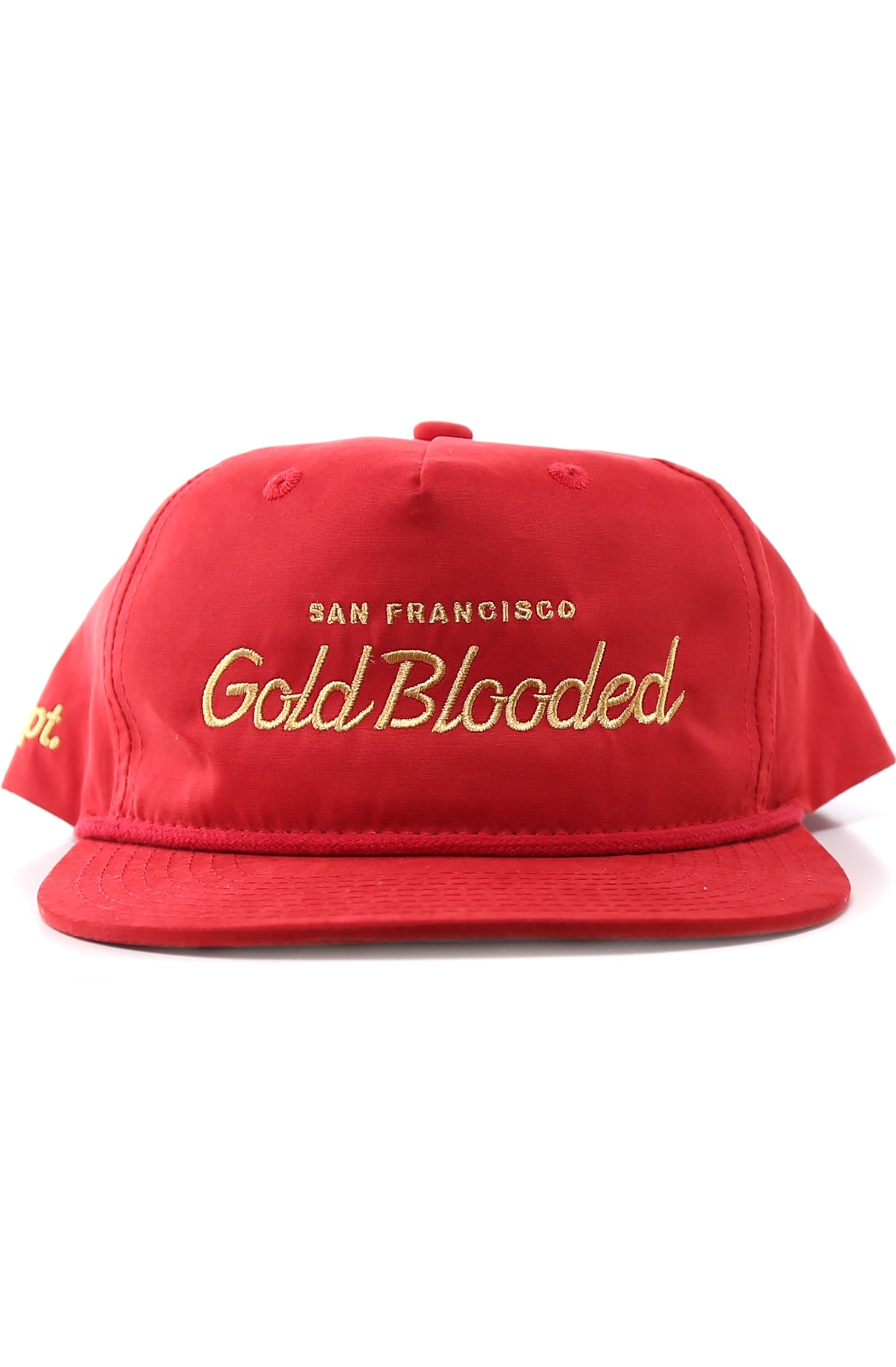 Gold Blooded Script (Red Snapback Cap)
