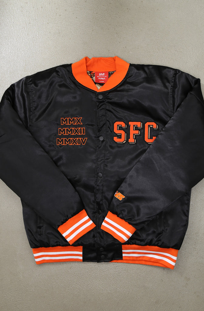 SAVS x Adapt :: Gold Blooded SFC (Men's Black/Orange Satin Jacket)