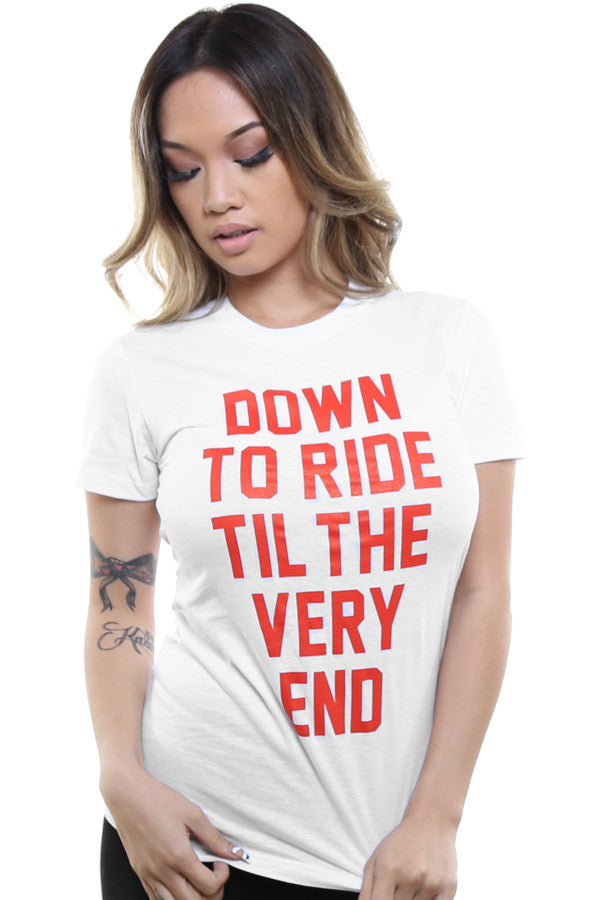 LAST CALL - Breezy Excursion X Adapt :: Down To Ride (Bonnie) XXOO Edition (Women's White/Red Tee)