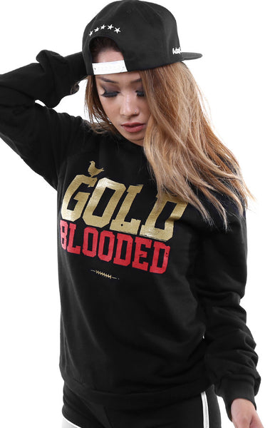 Gold Blooded (Women's Black/Red V-Neck)