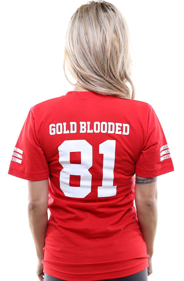 Gold Blooded Legends :: 81 (Women's Red V-Neck)
