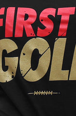 First and Gold (Women's Black V-Neck)