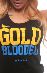 Gold Blooded (Women's Black/Royal Tank Top)