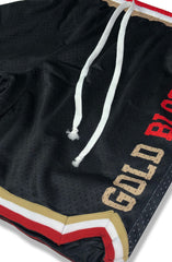 SAVS x Adapt :: Gold Blooded Chiefs (Men's Black/Red Mesh Game Shorts)