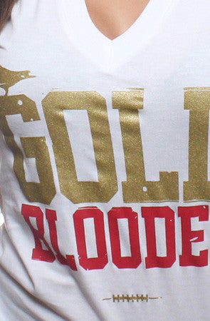 Gold Blooded (Women's Black/Red V-Neck)