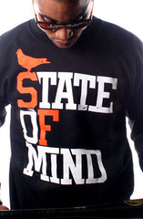 State of Mind (Men's Black/Orange Crewneck Sweatshirt)