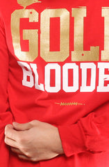 Gold Blooded (Men's Red Long Sleeve Tee)