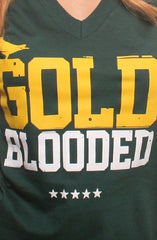 Gold Blooded (Women's Green V-Neck)
