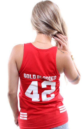 Gold Blooded Legends :: 42 (Women's Red Tank Top)