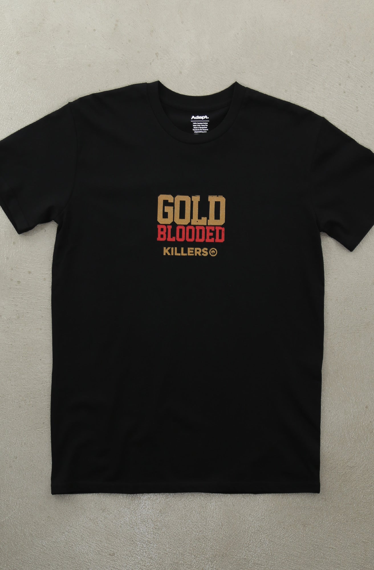 MIGHTYKILLERS X Adapt :: Gold Blooded Killers (Men's Black/Red A1 Tee)