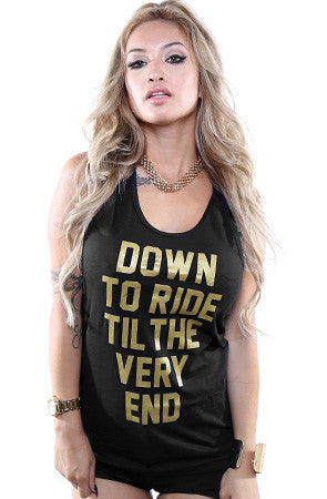 LAST CALL - Breezy Excursion X Adapt :: Down To Ride GOLD Edition (Bonnie) (Women's Black Tank Top)