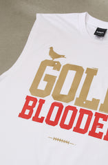 Gold Blooded (Men's White/Red Sleeveless Tee)