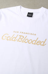 Gold Blooded Script (Men's White Tee)