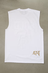 Gold Blooded (Men's White/Red Sleeveless Tee)
