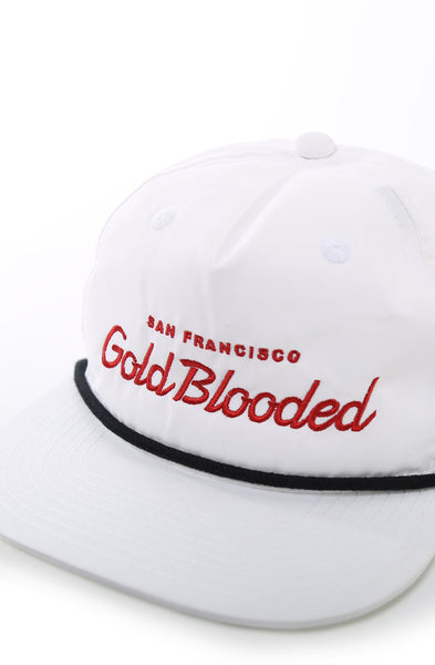 Gold Blooded Script (White Snapback Cap) – Adapt.