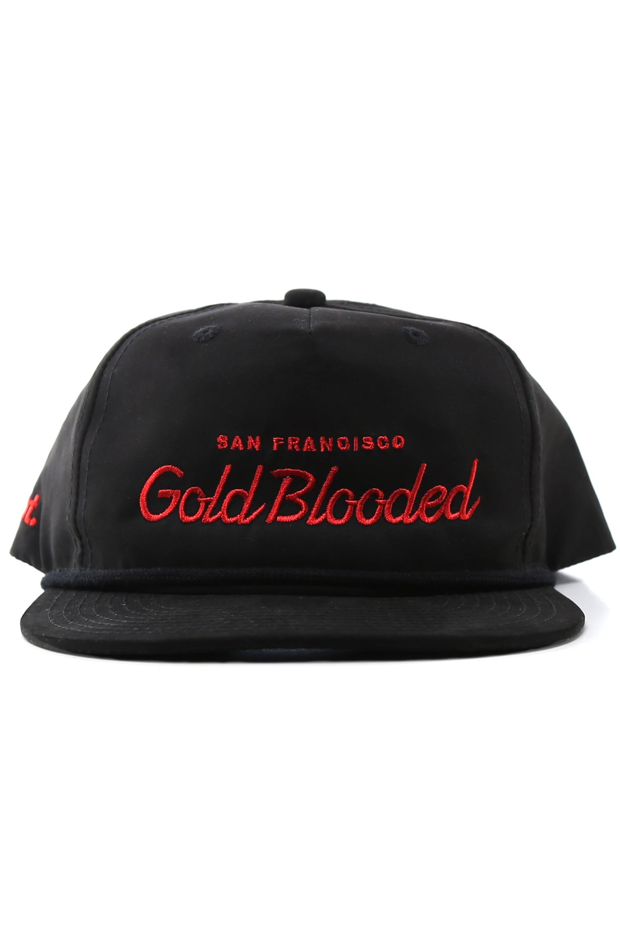 Gold Blooded Script (Black/Red Snapback Cap)