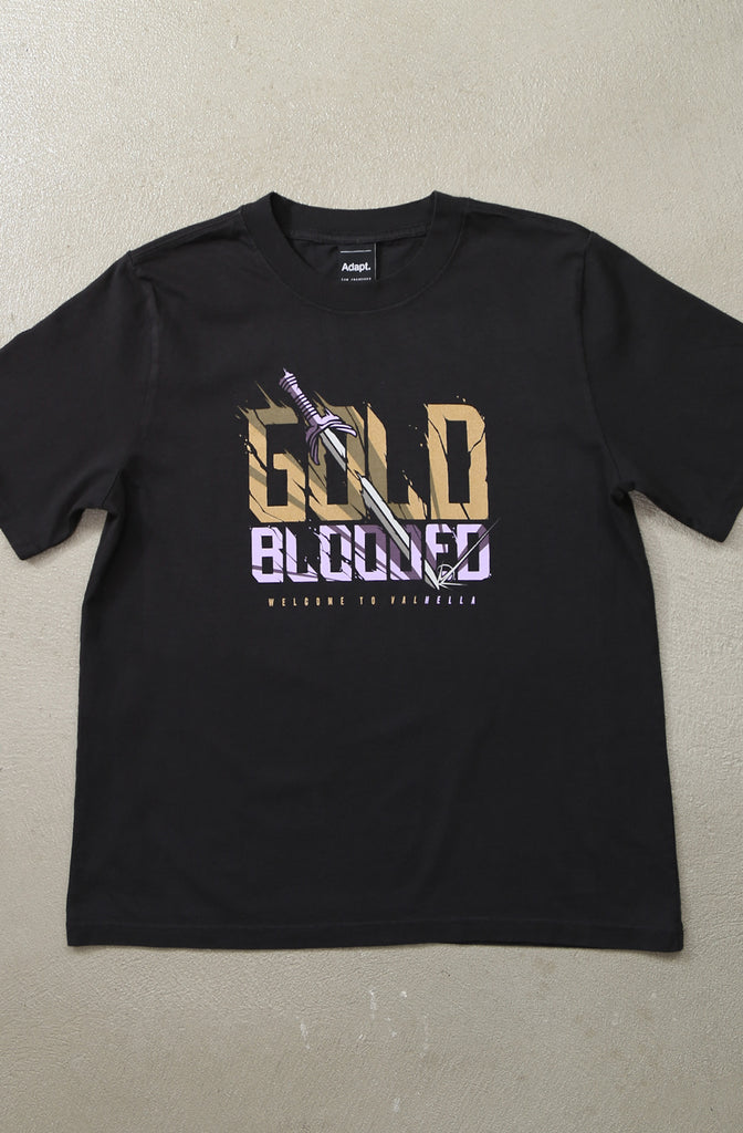 Gold Blooded Wings (Women's Heavy Faded Black Tee)