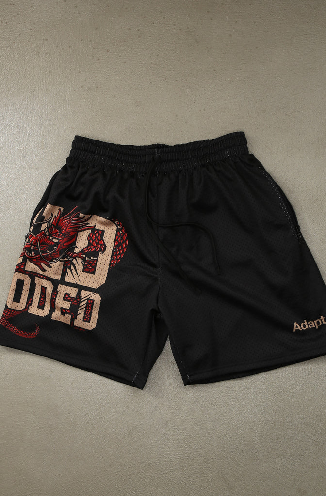 Gold Blooded CNY (Men's Black Mesh Shorts)