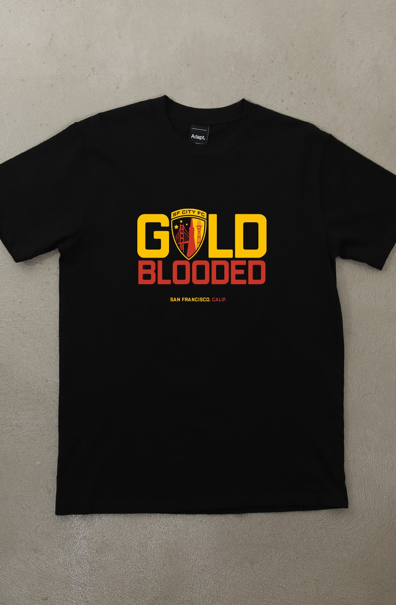PRE-ORDER :: SF City FC X Adapt :: Gold Blooded FC (Men's Black Tee)