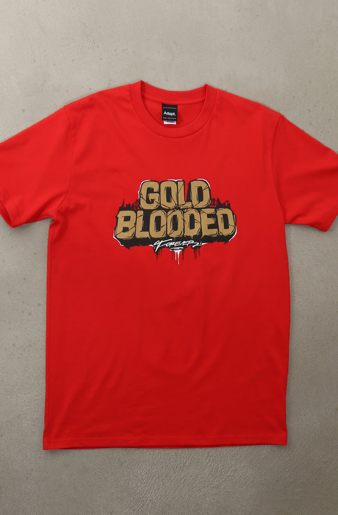 Illuminaries X Adapt :: Gold Blooded Forever (Men's Red Tee)