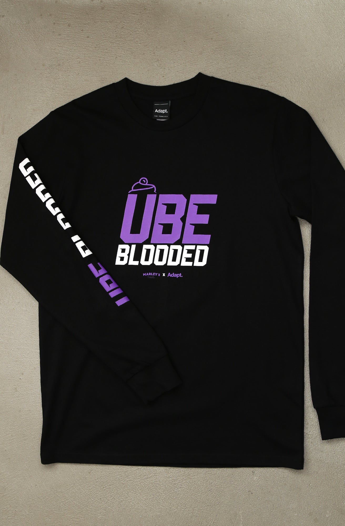 Marley's Treats x Adapt :: Ube Blooded (Men's Black Long Sleeve Tee)