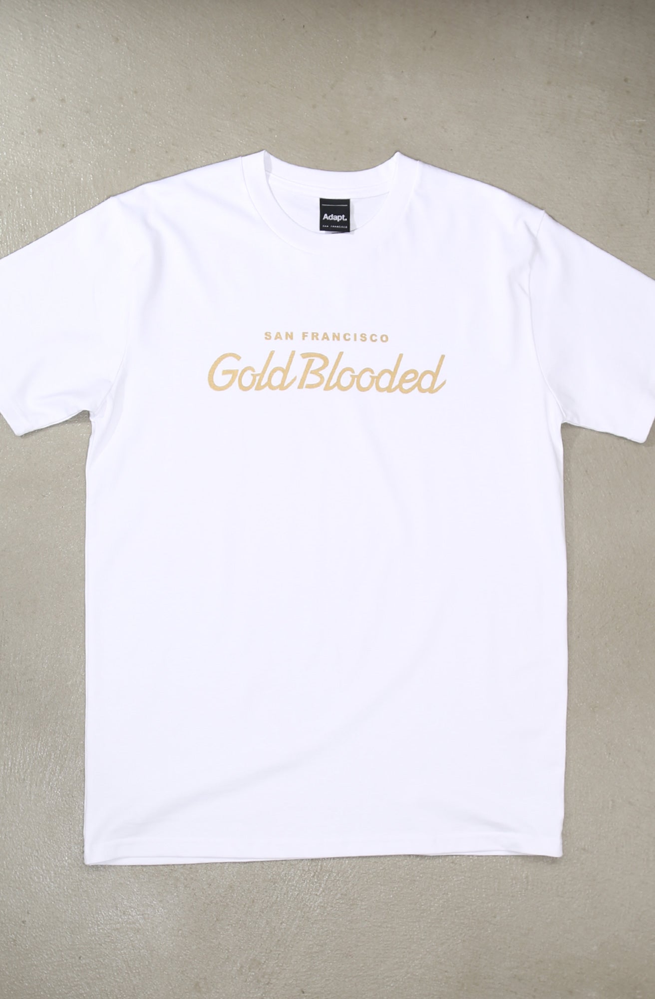 Gold Blooded Script (Men's White Tee)