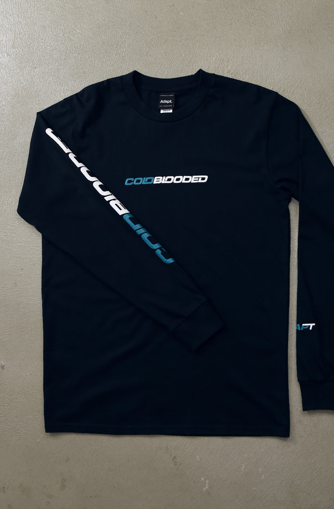 Cold Blooded RPM (Men's Navy Long Sleeve Tee)