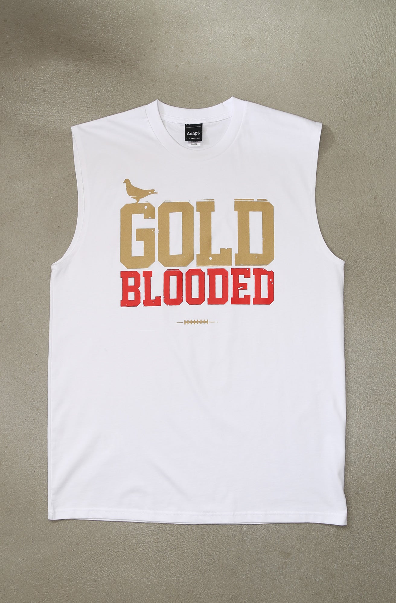 Gold Blooded (Men's White/Red Sleeveless Tee)