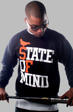 State of Mind (Men's Black/Orange Crewneck Sweatshirt)