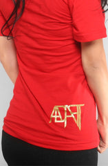 First and Gold (Women's Red V-Neck)