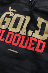Gold Blooded (Men's Black Camo/Red Hoody)