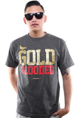 Gold Blooded (Men's Dark Charcoal/Red Tee)
