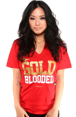 Gold Blooded (Women's Red V-Neck)
