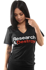 Research & Destroy (Women's Black/Red V-Neck)