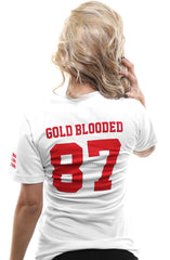 Gold Blooded Legends :: 87 (Women's White V-Neck)