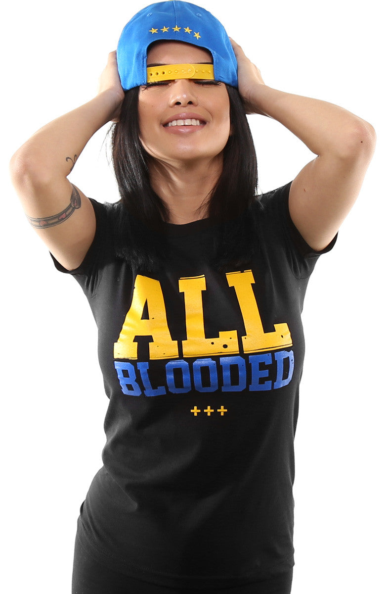 All Blooded (Women's Black/Royal Tee)