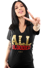 All Blooded (Women's Black/Red V-Neck)