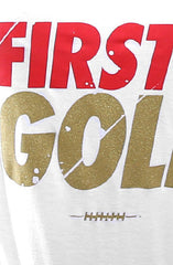 First and Gold (Women's White V-Neck)