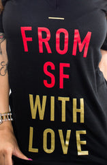 Fully Laced X Adapt :: From SF With Love (Women's Black/Gold V-Neck)