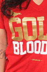 Gold Blooded (Women's Red V-Neck)