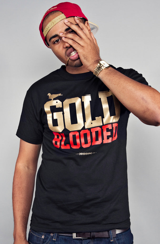 Gold Blooded (Men's Black/Red Tee)