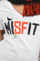 Misfit (Women's White/Orange V-Neck)
