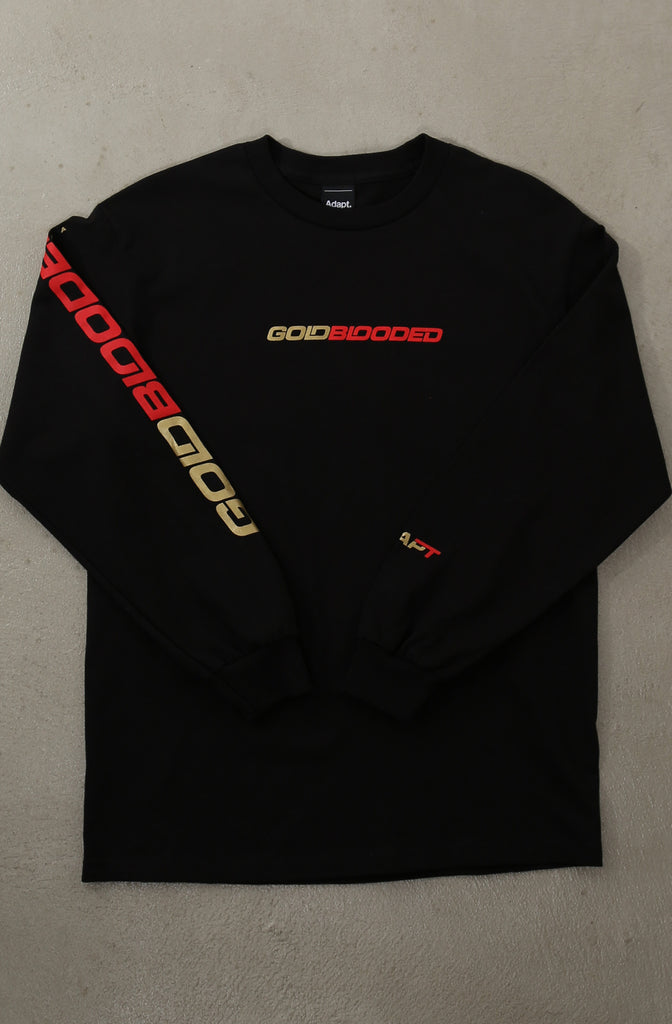 Gold Blooded RPM (Men's Black/Red Long Sleeve Tee)