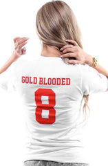 Gold Blooded Legends :: 8 (Women's White V-Neck)