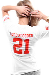 Gold Blooded Legends :: 21 (Women's White V-Neck)