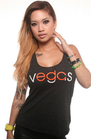 Vegas (Women's Black/Orange Racerback Tank)