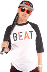 Beat LA (Men's White/Black Raglan Tee)