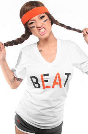 Beat LA (Women's White/Orange V-Neck)