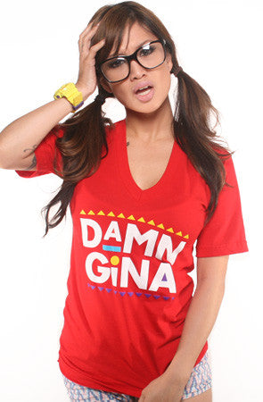 Damn Gina (Women's Red V-Neck)