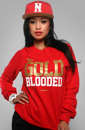 Gold Blooded (Women's Red Crewneck Sweatshirt)
